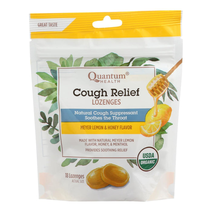 Quantum Research Organic Cough Relief Lozenges: Meyer Lemon & Honey (18-Lozenge Pack)