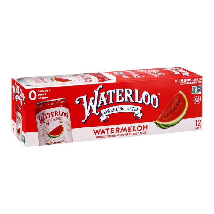 Waterloo Watermelon Sparkling Water - Case of 24 - 12 oz Cans