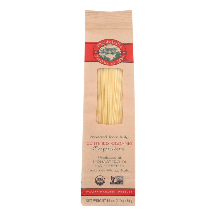 Montebello Organic Capellini Pasta, 1 lb. (Pack of 12)