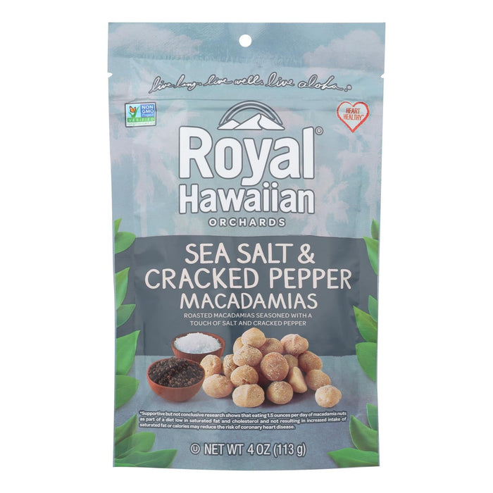 Royal Hawaiian Orchards Macadamias, Sea Salt & Cracked Pepper (Pack of 6 - 4 Oz.)