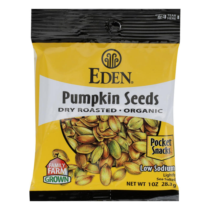 Eden Foods Organic Pocket Snacks - Pumpkin Seeds - Dry Roasted & Salted - 1 Oz (Pack of 12)