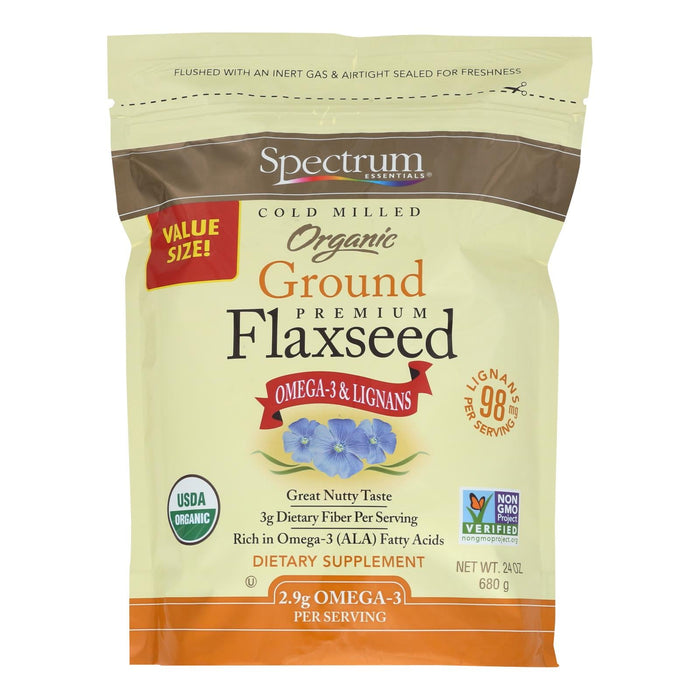 Spectrum Essentials Organic Premium Ground Flaxseed, 24 Ounce