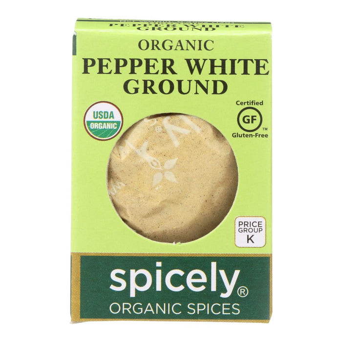 Spicely Organics White Peppercorn Ground, 0.45 Oz (Pack of 6)