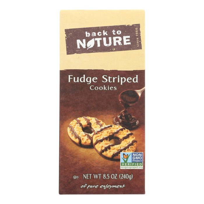 Back To Nature Fudge Striped Decadent Shortbread Cookies (Pack of 6 - 8.5 Oz)