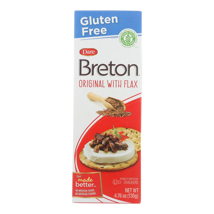 Breton Dare Original Flax Crackers (Pack of 6 - 4.76 Oz.)
