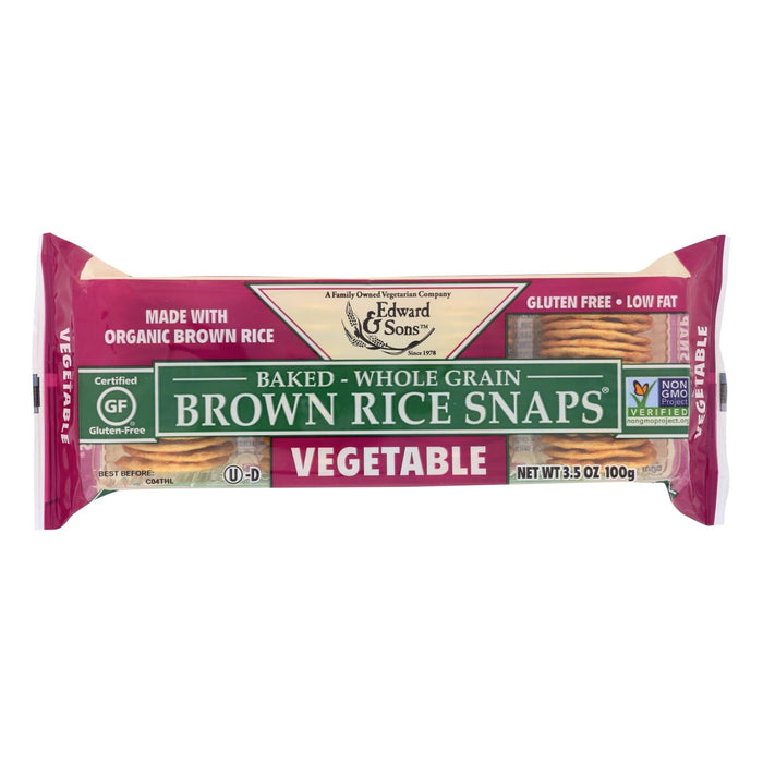 Edward and Sons Organic Vegetable Rice Snaps, 3.5 Oz., Pack of 12