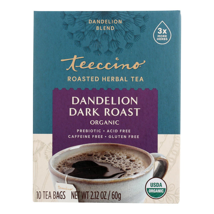 Teeccino Organic Dandelion Dark Roast Herbal Coffee 10 Bag - (Pack of 6)