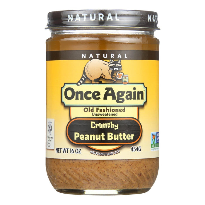 Once Again Crunchy Salted Peanut Butter, Pack of Six, 16 Oz. Jars