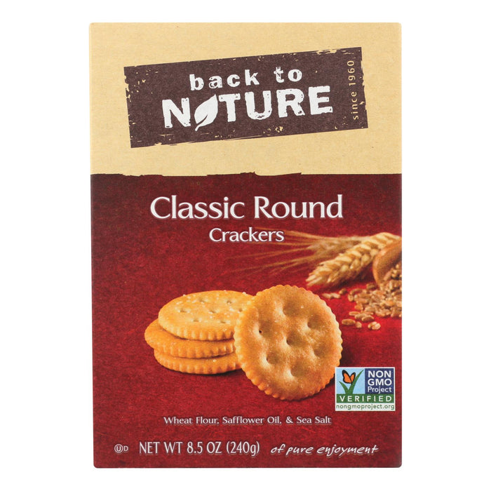 Back To Nature Classic Round Safflower Oil & Sea Salt Crackers, 8.5 Oz. (Pack of 6)