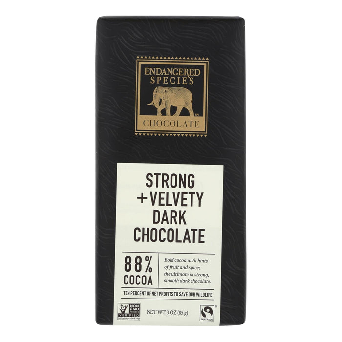 Endangered Species Natural Chocolate Bars (Pack of 12) - Dark Chocolate with 88% Cocoa - 3 Oz.