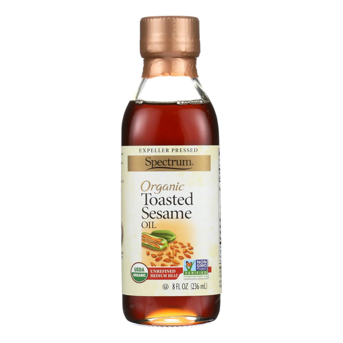 Spectrum Naturals Toasted Sesame Oil, Organic, Unrefined (8 Fl Oz, Pack of 6)