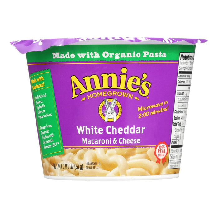 Annie's Homegrown Original White Cheddar Microwavable Mac and Cheese Cup - 12 Pack (2.01 Oz. Each)