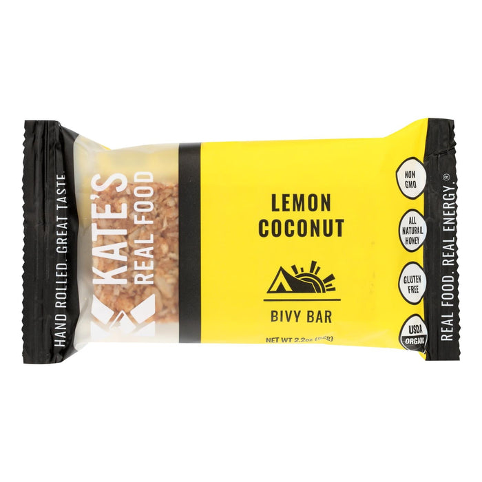 Kate's Real Food Organic Bivy Lemon Coconut: Citrusy Goodness in Every Bite (Pack of 12)
