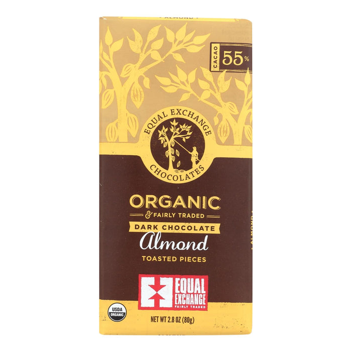 Equal Exchange Organic Dark Chocolate Almond Bar (Pack of 12 - 2.8 Oz.)