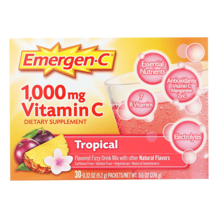 Emergen-C Tropical Fizzy Drink Mix - 1000mg Vitamin C, 30 Pack