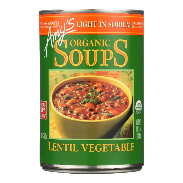 Amy's Organic Lentil Vegetable Soup, Low Sodium, 14.5 Oz. (Pack of 12)