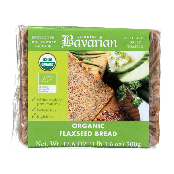 Genuine Bavarian Organic Flaxseed Bread (Pack of 6 - 17.6 Oz.)