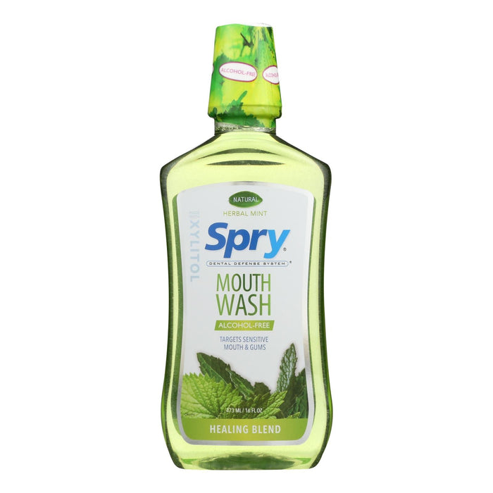 Spry Herbal Mint Mouthwash - Alcohol Free - 16 Oz