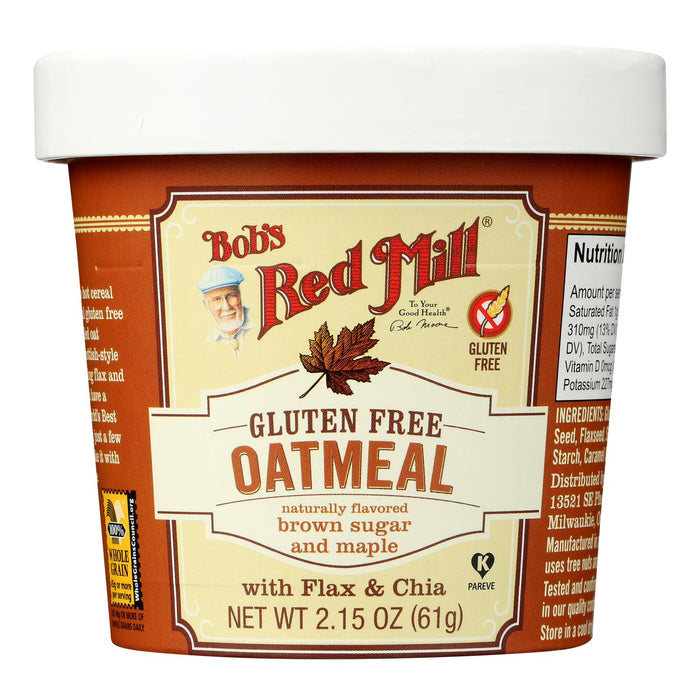 Bob's Red Mill Gluten-Free Oatmeal Cup, Brown Sugar & Maple, 2.15 oz, Pack of 12