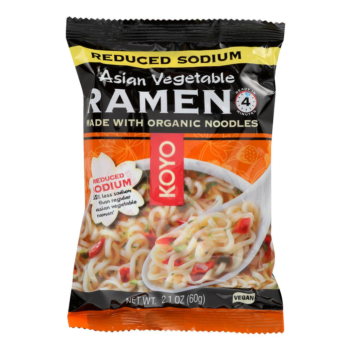 Koyo Asian Vegetable Ramen Noodle Soup (Reduced Sodium) - 2.1 Oz (Pack of 12)