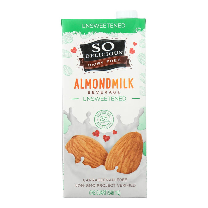 So Delicious Unsweetened Almond Milk Beverage, 32 Fl Oz. (Pack of 6)