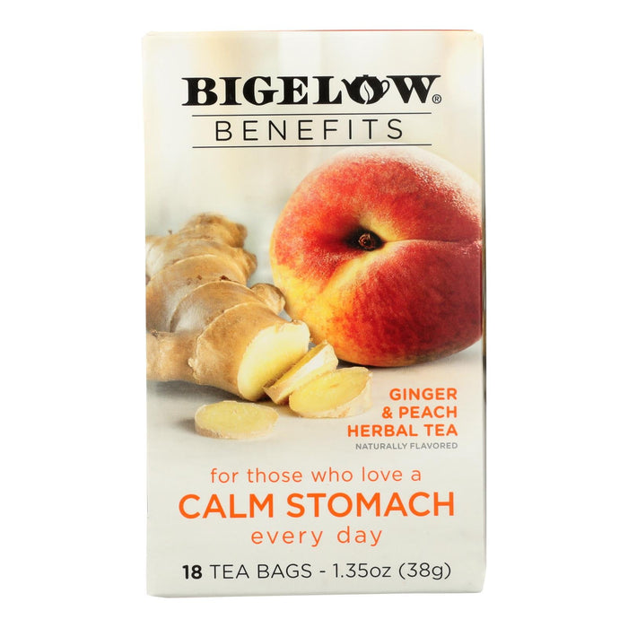 Bigelow Ginger Peach Steady Stomach Herbal Tea (Pack of 6 - 18 Bags)