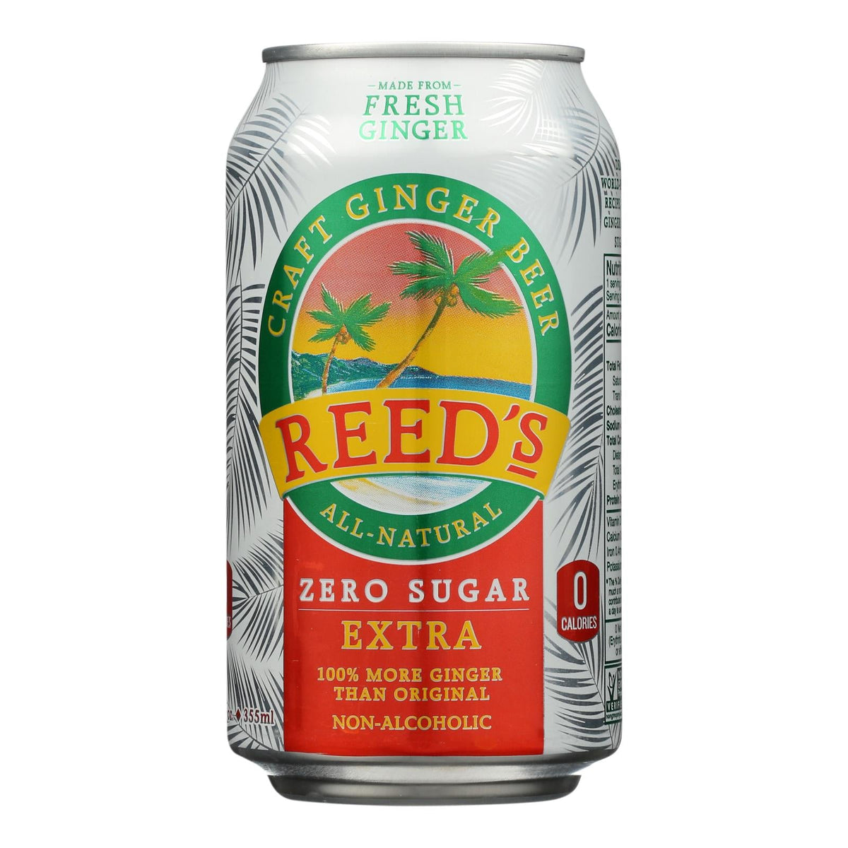 Reed's Zero Sugar Ginger Beer, Case of 6 12 Fl. Oz. Bottles