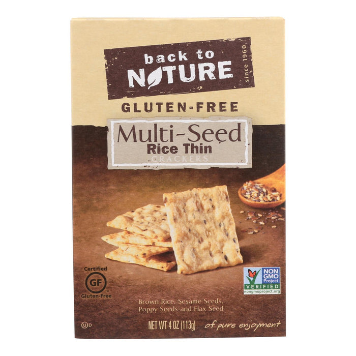 Back To Nature Multi Seed Rice Thin Crackers, Brown Rice with Sesame, Poppy and Flax Seeds (Pack of 12 - 4 Oz. Each)