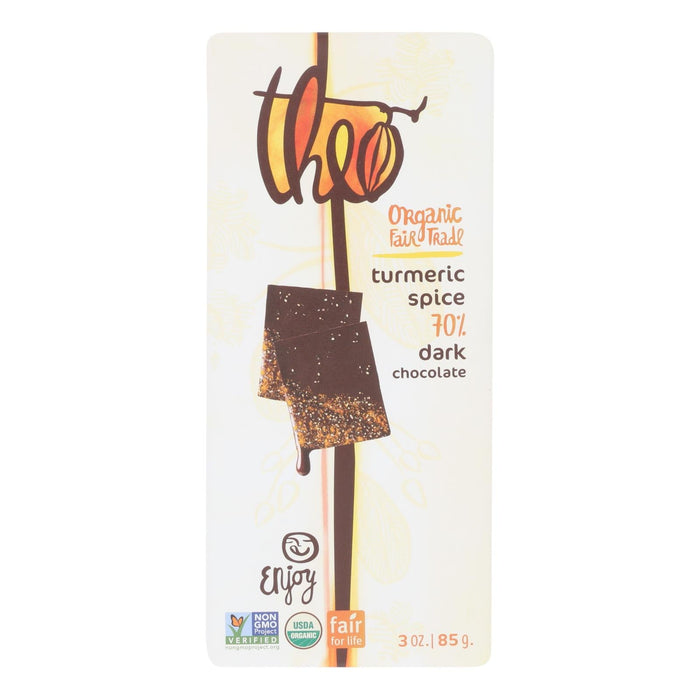 Theo Chocolate Turmeric Spice 70% Dark (Pack of 12) - 3 Oz.