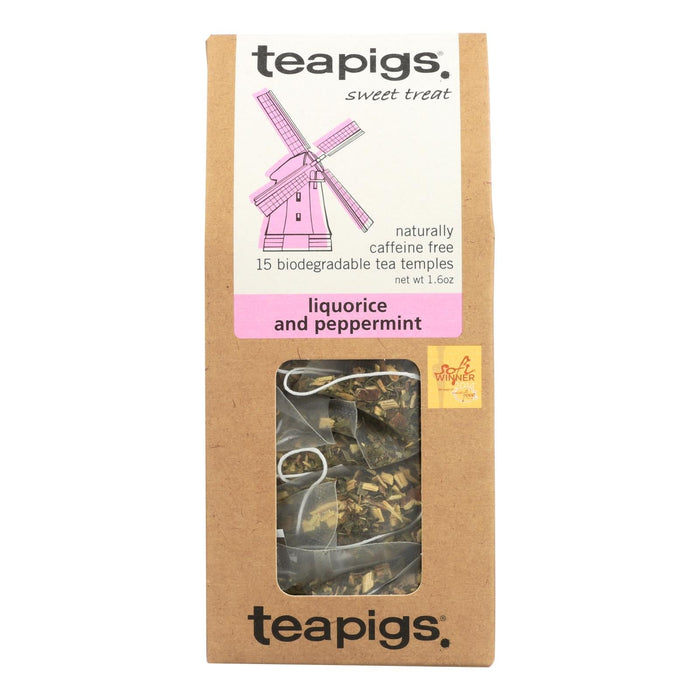 Teapigs Liquorice & Peppermint Herbal Tea, 15 Pyramid Tea Bags (Pack of 6)