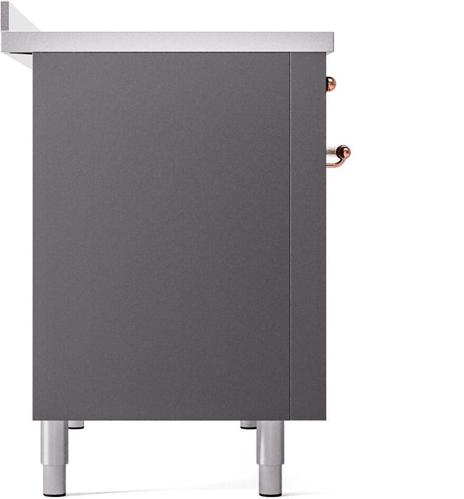 ILVE Nostalgie II 48" Electric Range, Matte Graphite, Copper Trim UPI486NMPMGP