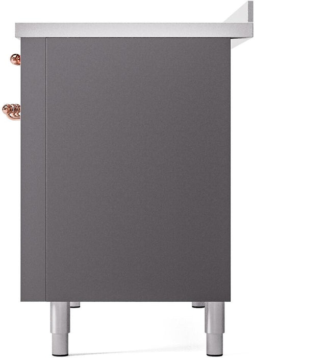 ILVE Nostalgie II 48" Electric Range, Matte Graphite, Copper Trim UPI486NMPMGP