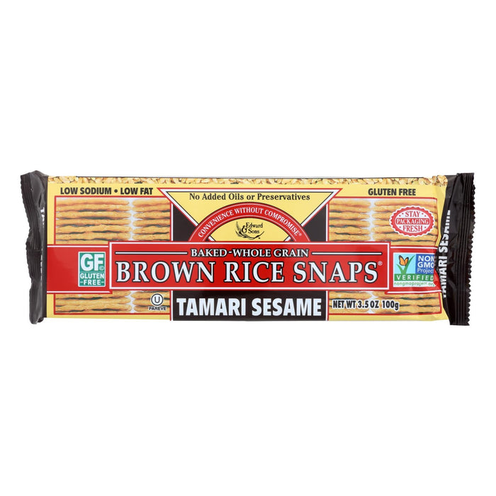 Edward & Sons Tamari Sesame Brown Rice Snaps, 12 Pack - 3.5 Oz Each