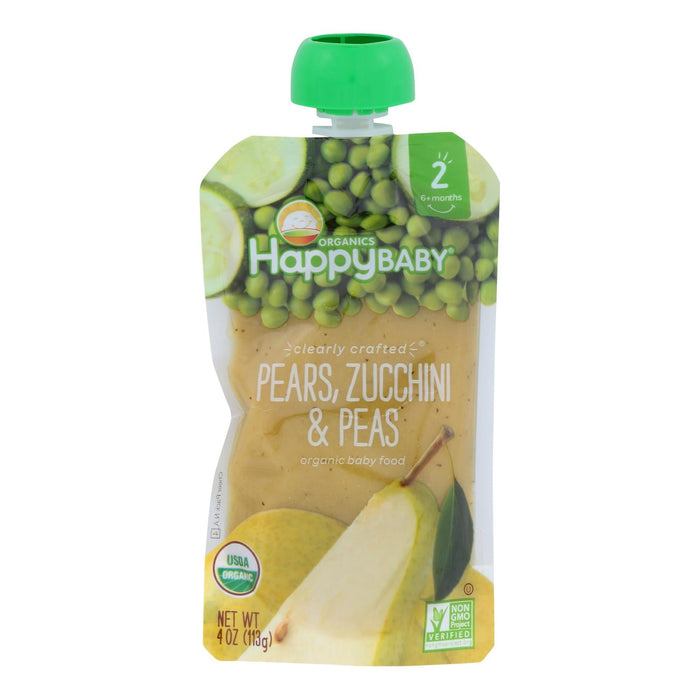 Happy Baby Clearly Crafted Pears, Zucchini and Peas (Pack of 16 - 4 Oz.)