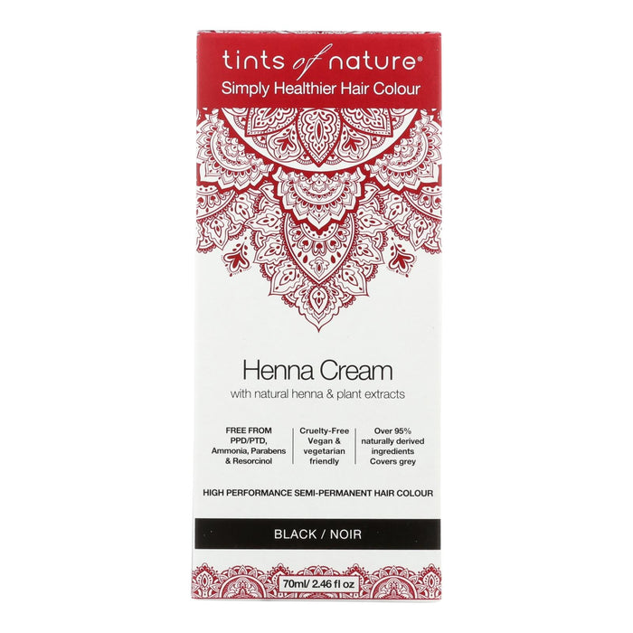 Tints Of Natura Henna Cream - Black, Long Lasting Natural Hair Dye, Ammonia-Free (2.46 Fl Oz)
