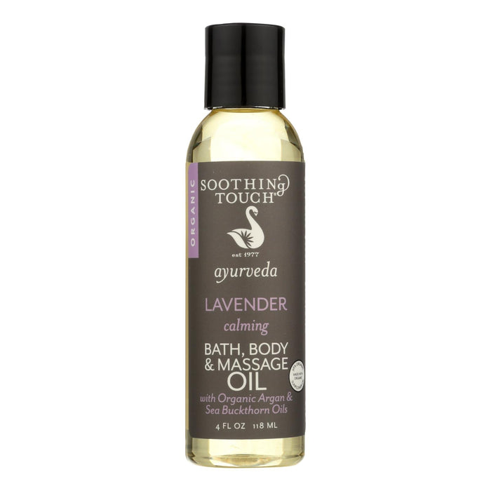 Soothing Touch Organic Ayurveda Lavender Calming Oil for Bath, Body & Massage (4 Oz.)