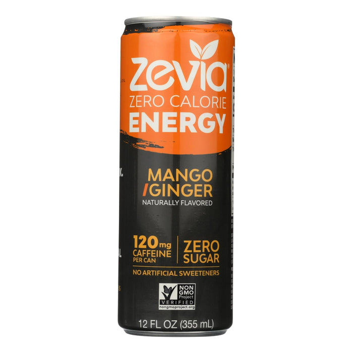 Zevia Zero Calorie Mango Ginger Energy Drink - 12 Fl Oz (Case of 12)