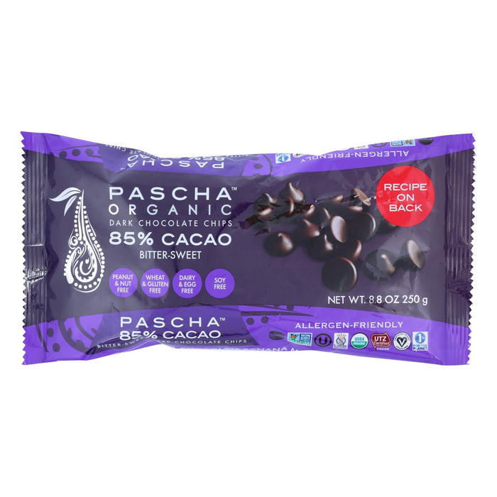 Pascha Organic Premium Dark Chocolate Chips 85% Cocoa (Pack of 6 - 8.8 Oz.)
