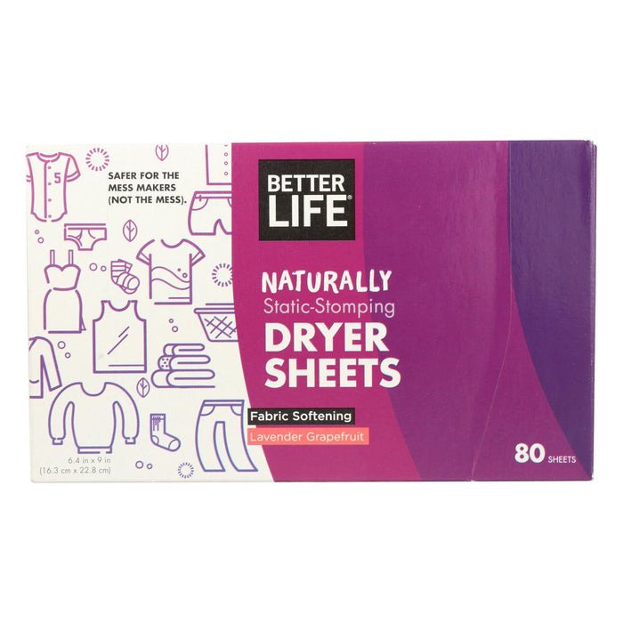 Better Life Lavender & Grapefruit Dryer Sheets - 6 Pack, 80 Sheets