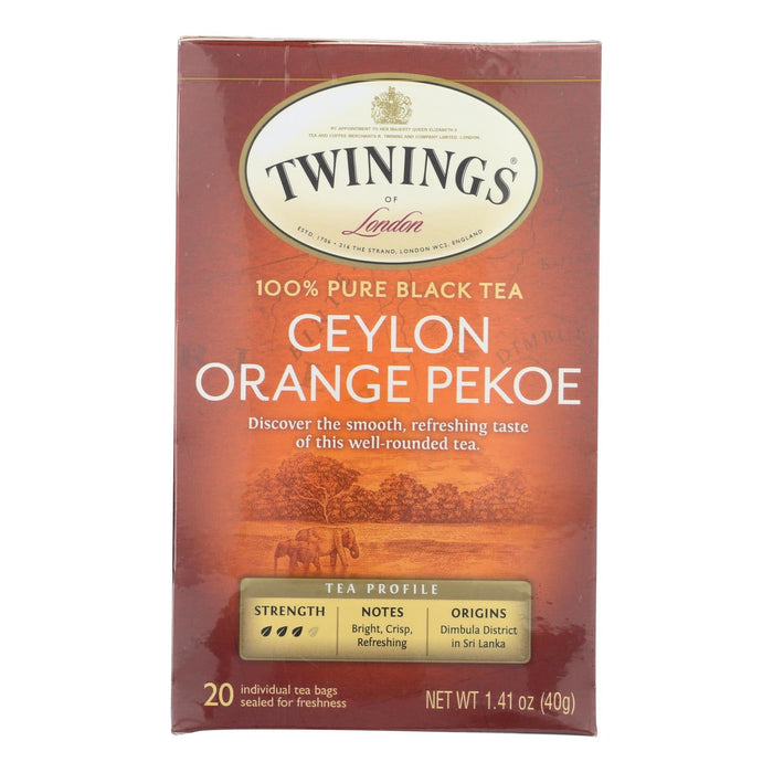 Twinings Black Tea Ceylon Orange Pekoe 20 Tea Bags (Pack of 6)