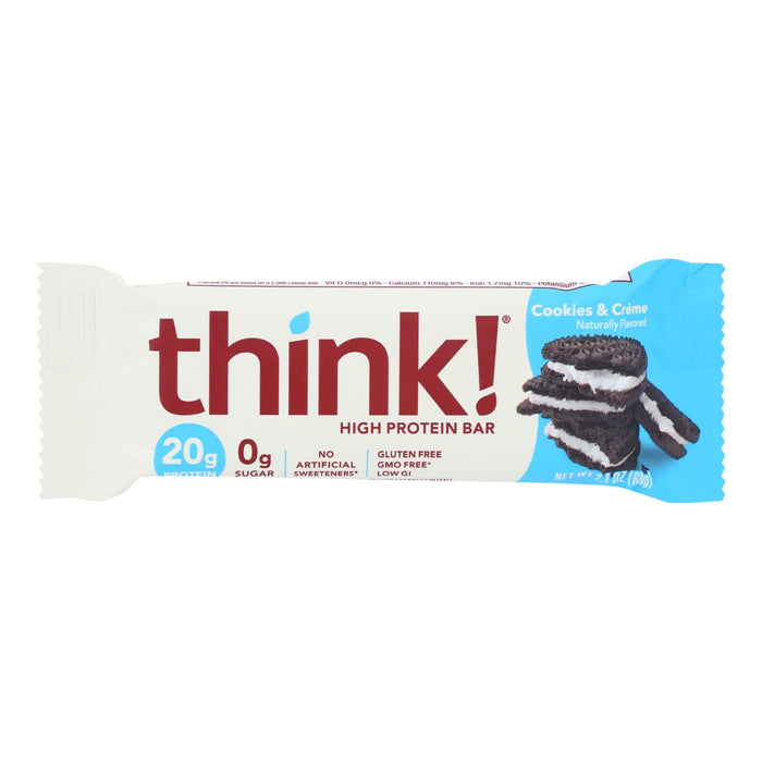 ThinkThin Cookies and Cream High-Protein Bar (Pack of 10 - 2.1 Oz)