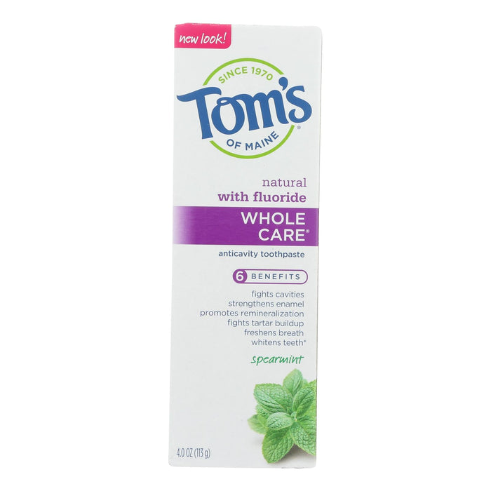 Tom's of Maine Whole Care Fluoride Spearmint Mouthwash (Pack of 6 - 4 Oz.)