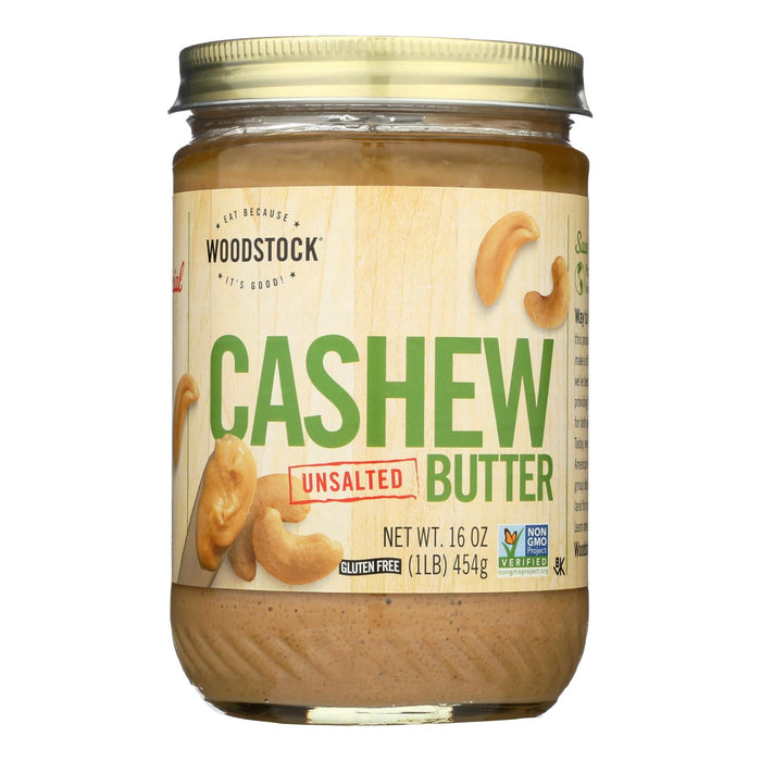 Woodstock Unsalted Creamy Cashew Butter, Non-GMO - 16 oz Case (Pack of 12)