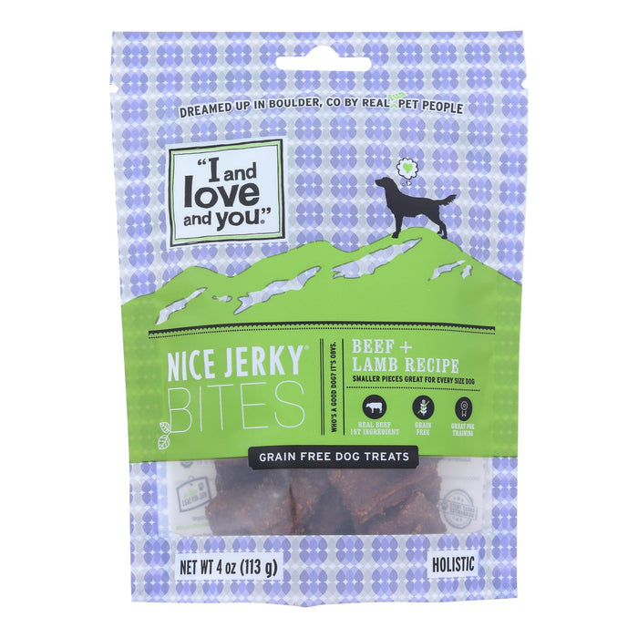 I and Love and You Nice Beef + Lamb Jerky Bites Dog Treats (6 Pack, 4 Oz. Each)