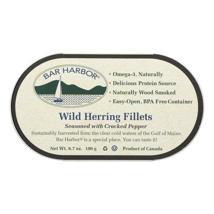 Bar Harbor Wild Herring Fillets, Cracked Pepper Flavor, 6.7 Oz. (Pack of 12)