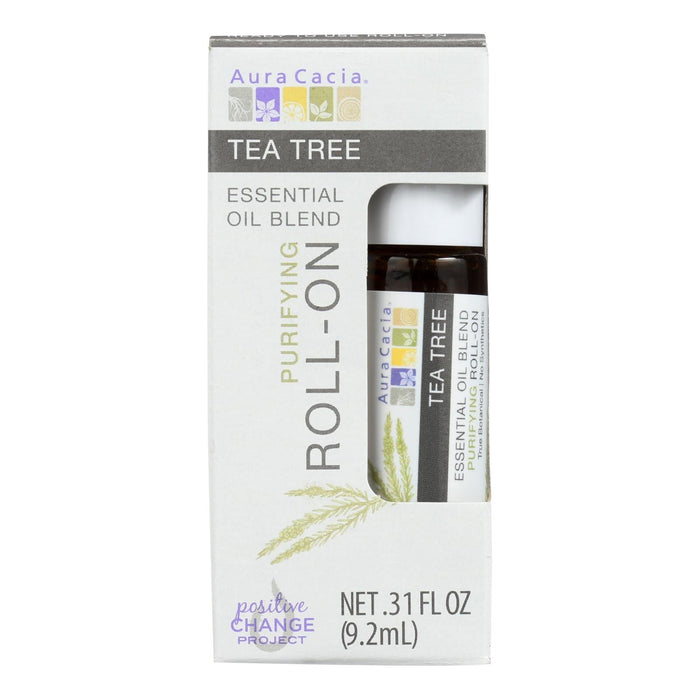 Aura Cacia Roll-On Tea Tree Essential Oil, 4-Pack, 0.31 Fl Oz Each