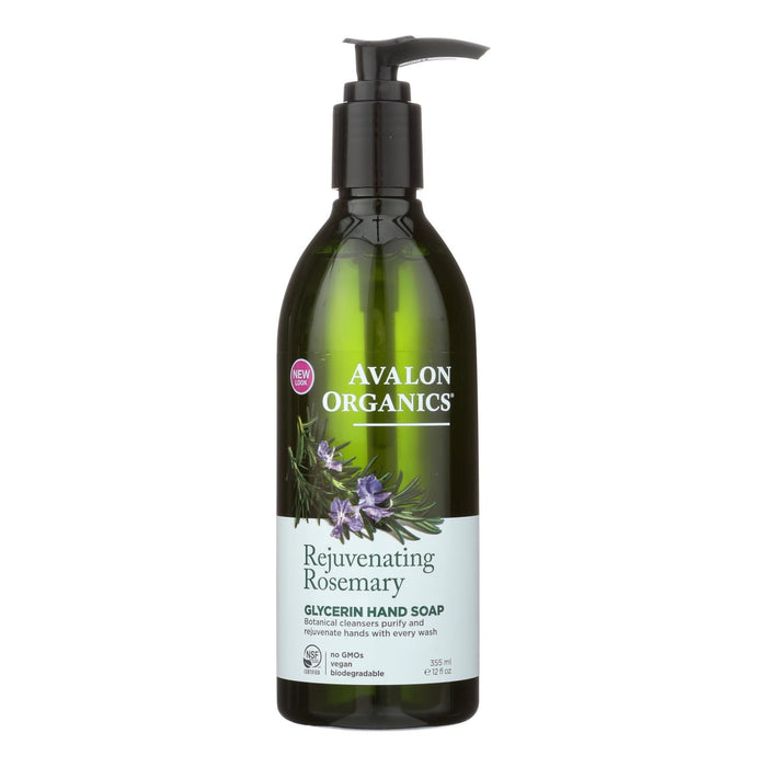 Avalon Organics Glycerin Hand Soap, Rosemary, Liquid, 12 Fl Oz