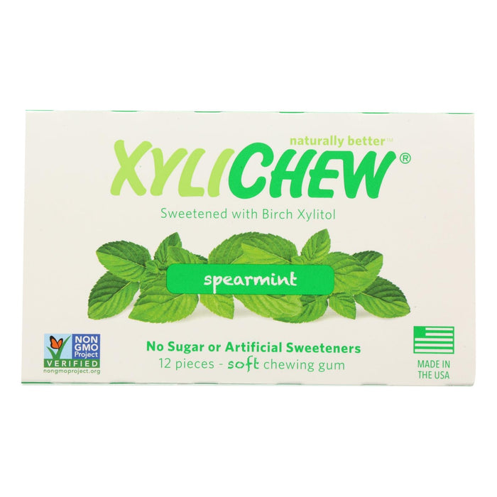 Xylichew Spearmint Sugar Free Gum (Pack of 12 - 1 Case)