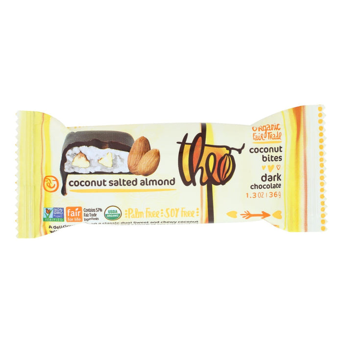 Theo Chocolate Coconut Bites - Dark Chocolate Coconut Salted Almond - Case Of 12 - 1.3 Oz.