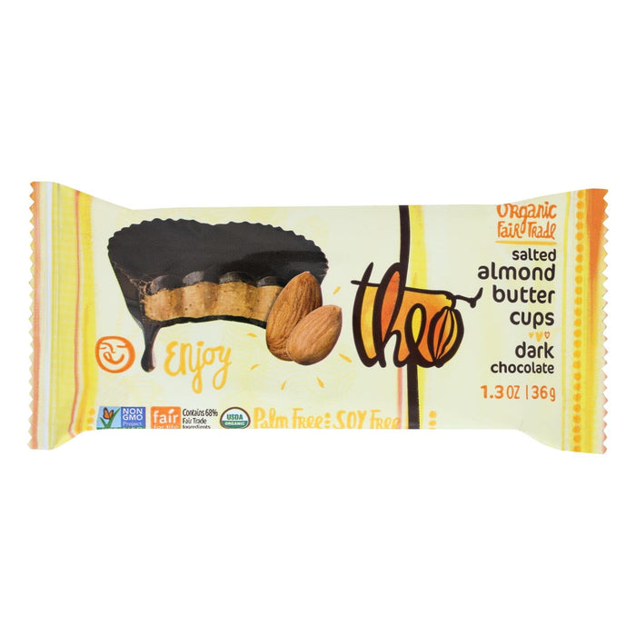 Theo Chocolate Salted Almond Butter Cups (Pack of 12) - Dark Chocolate, 1.3 Oz.